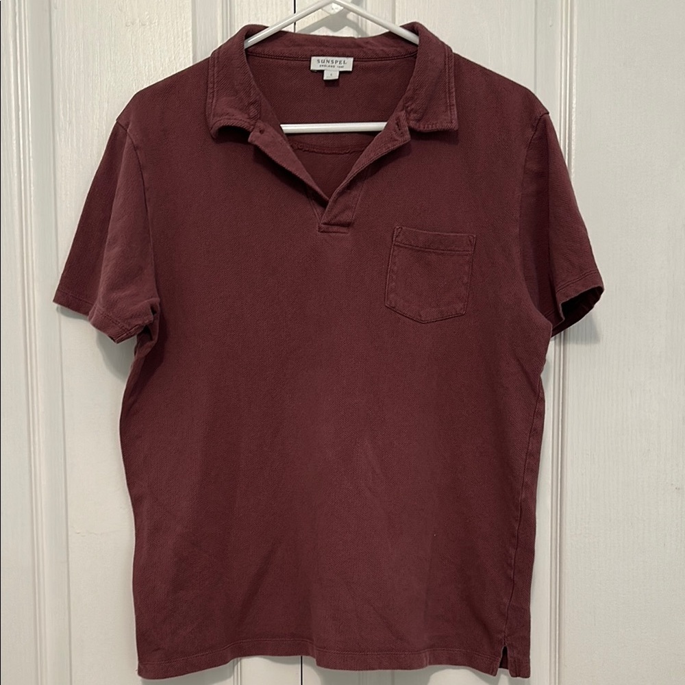 Sunspel Men's Polo Shirt in Burgundy